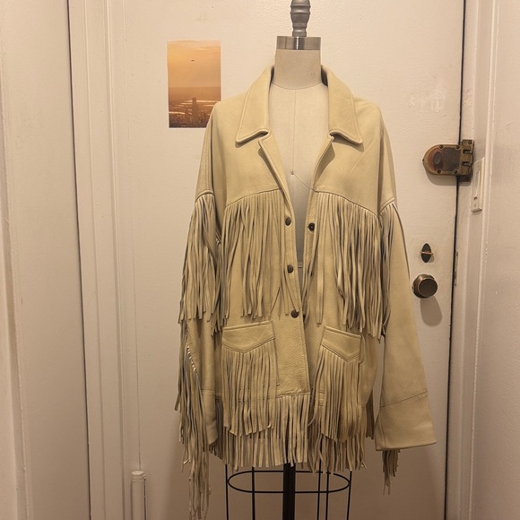 R13 Jackets & Blazers - R13 Cream Fringe Leather Jacket
